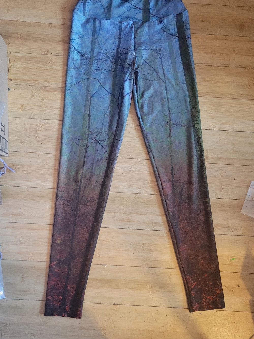 Spirit Women's Forest-Scene Jeggings - Blue to Brown Ombre